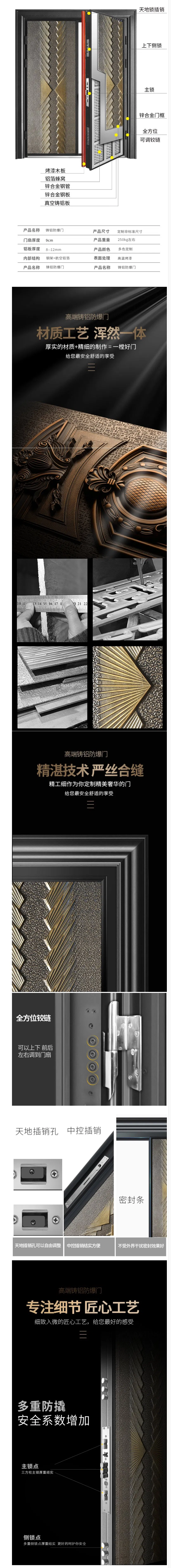 2019 Middle East Cast Aluminum Door, Explosion-Proof Door, Bulletproof Door, Hot Security Steel Door