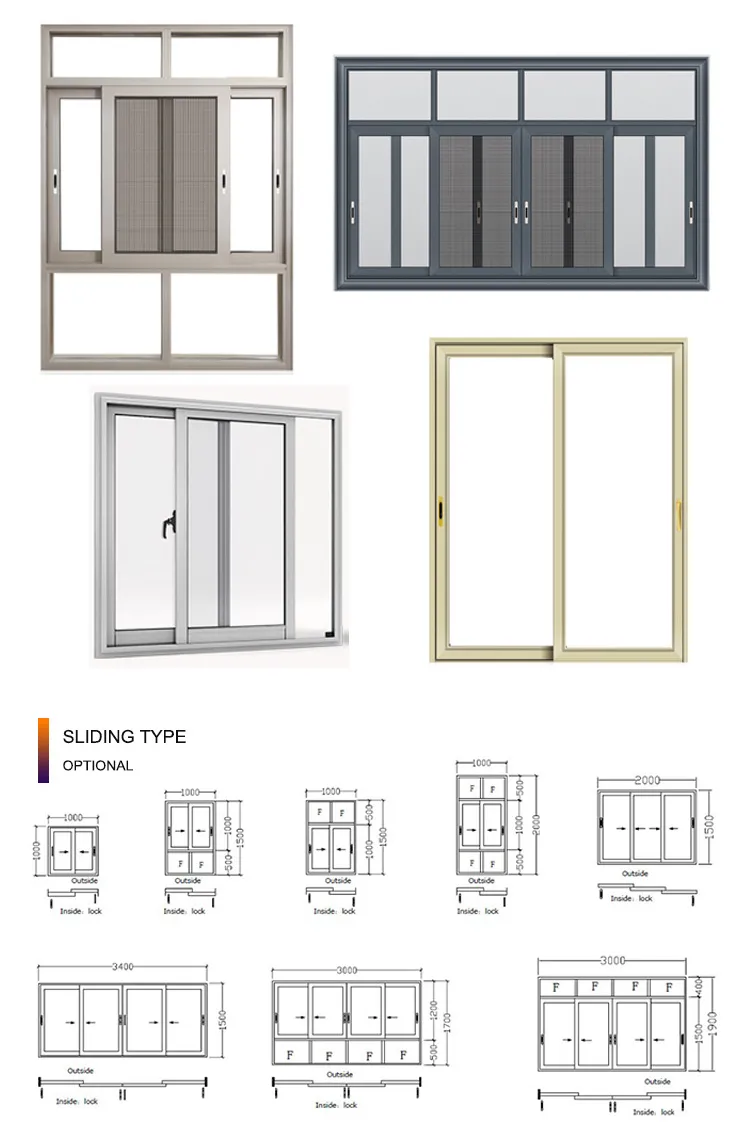 Aluminium Alloy White Color Frame Soundproof Double Glaze Window, Typhoon Proof Sliding Window