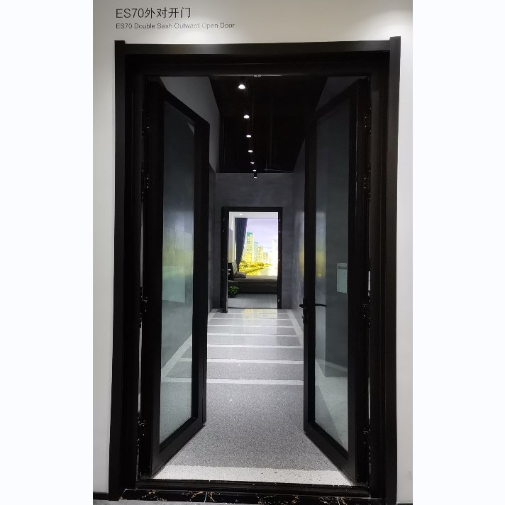 Aluminium Casement Front Door with Oustside Opening and Triple Glass