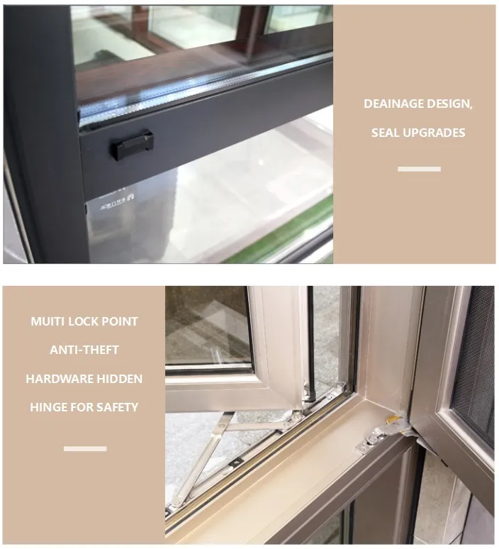 Aluminium Casement Window Swing Window with Double Glass