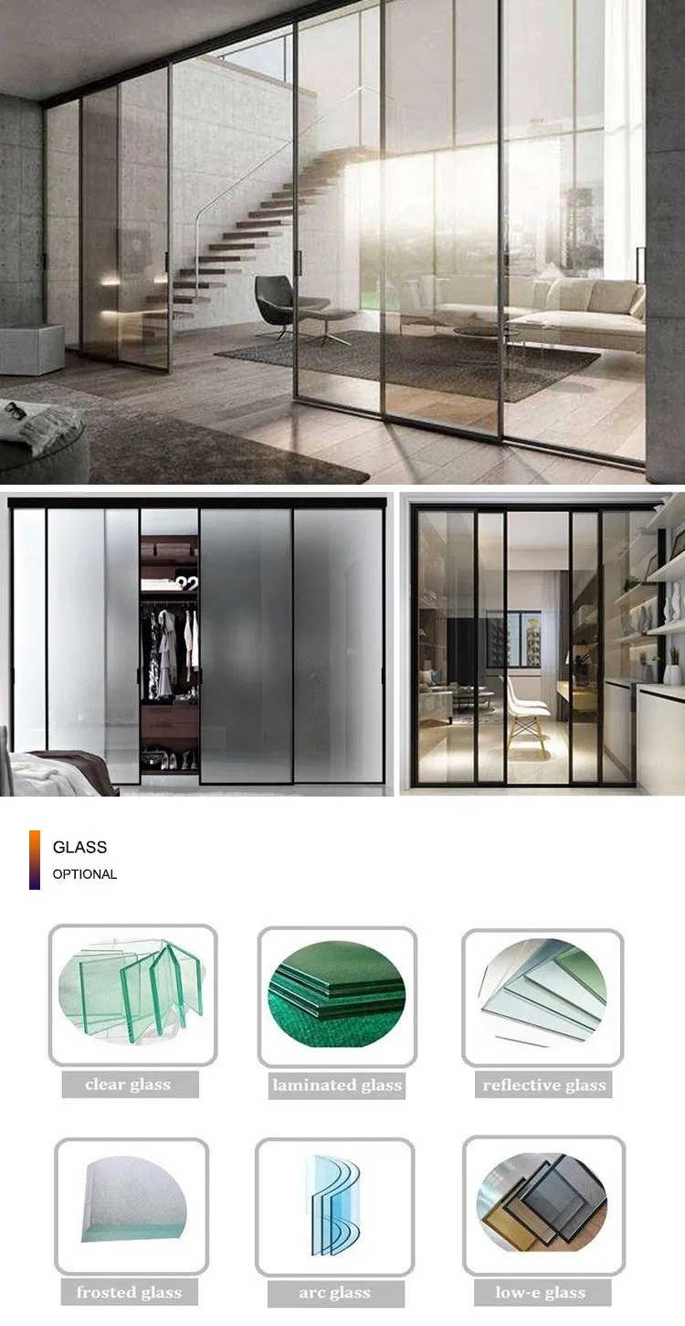 Aluminium Sliding Kitchen Glass Door with Aluminum Frame Thermal Break, Panoramic Sight Clear Glass Sliding Door