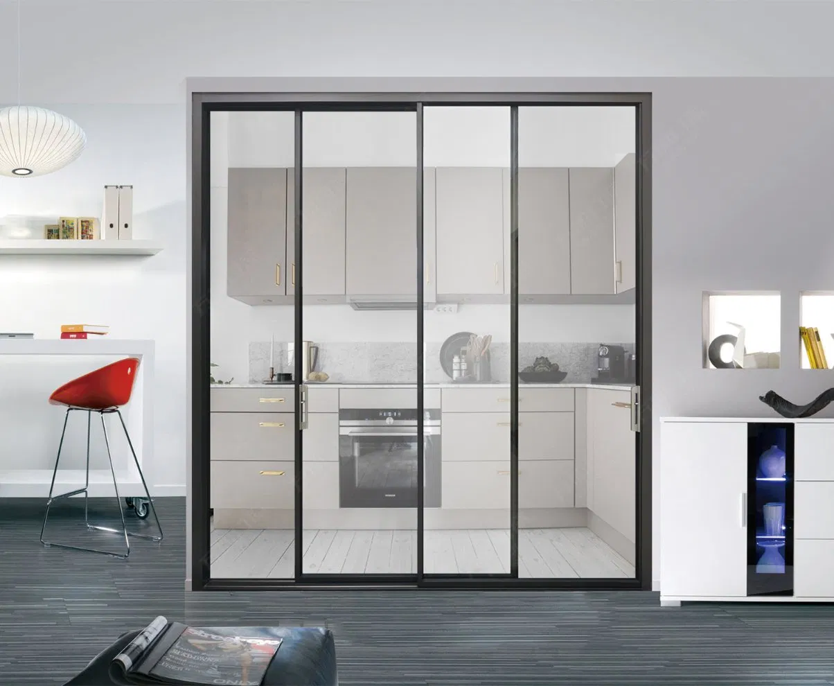 Aluminum Alloy Three Tracks Narrow Sliding Glass Doors/ Slim Frame Sliding Door Guangdong China