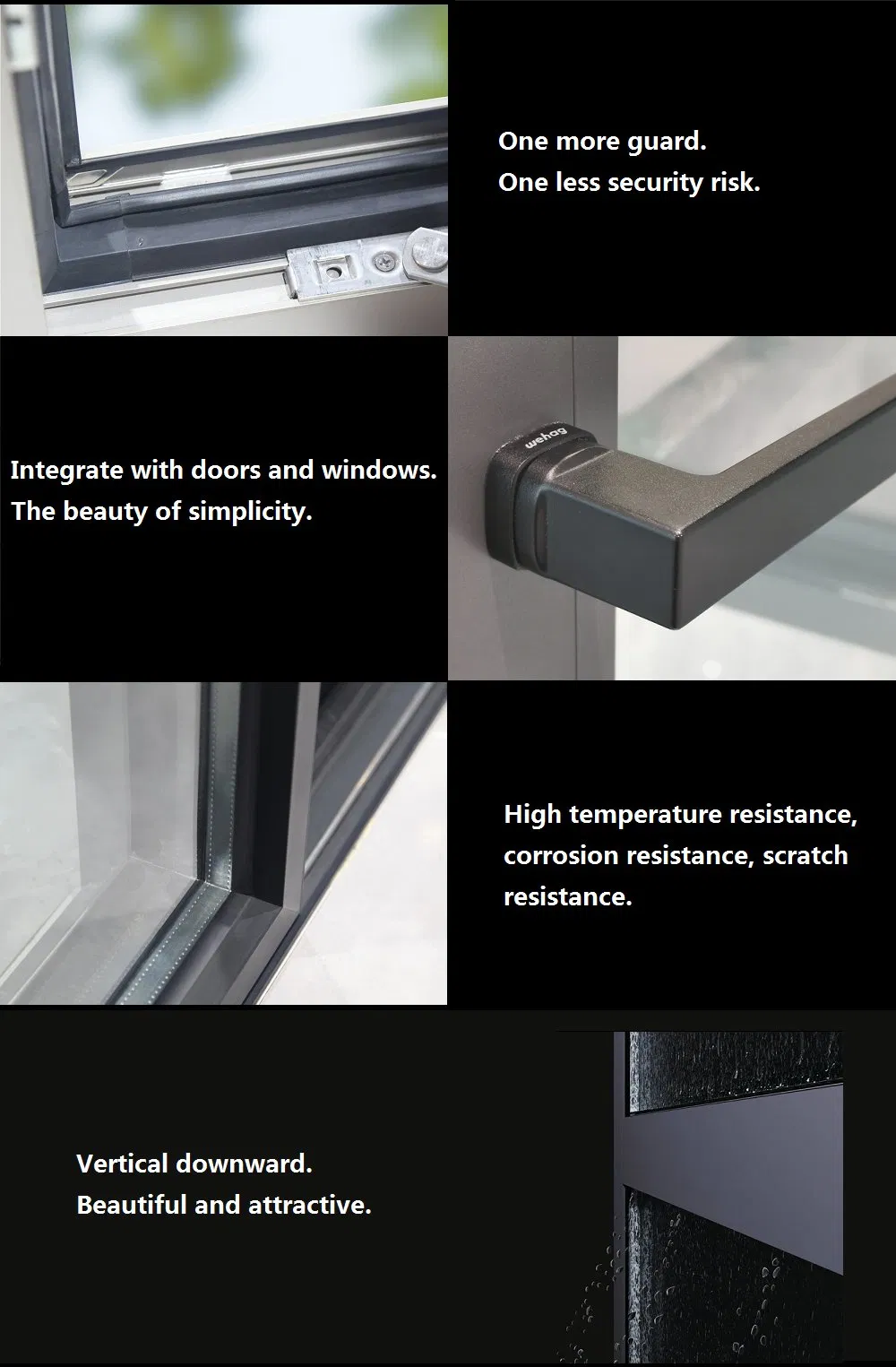 Aluminum Casement Window with Customized Double Glazed Awning/Hung/Sliding Window with Mosquito Net Grill Design Window