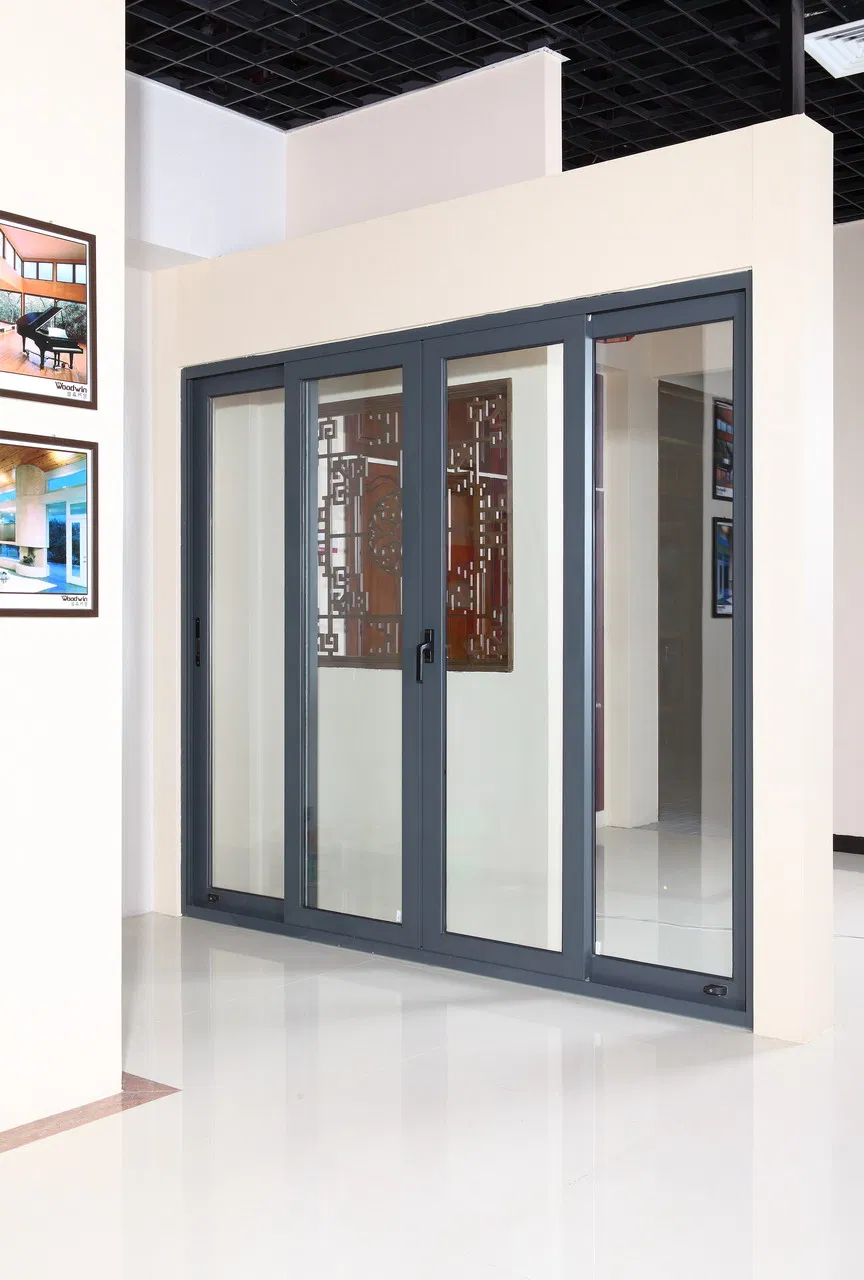Aluminum Commercial Heavy Duty Large Triple Glass Sliding Entrance Door