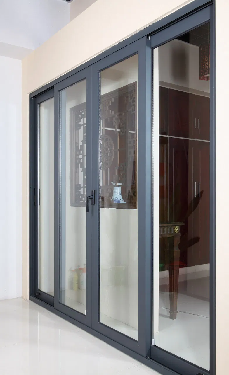 Aluminum Commercial Heavy Duty Large Triple Glass Sliding Entrance Door