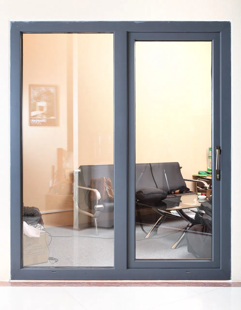 Aluminum Commercial Heavy Duty Large Triple Glass Sliding Entrance Door