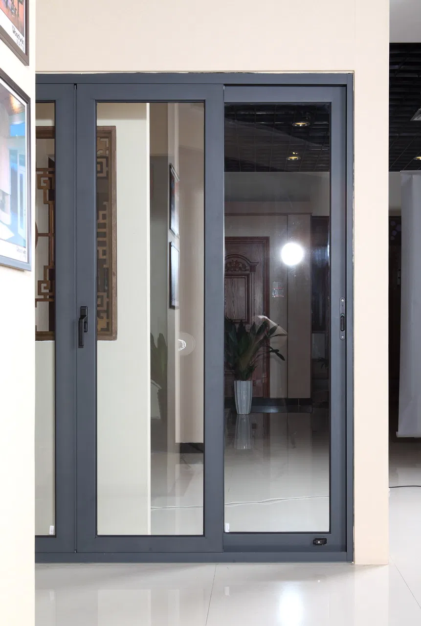 Aluminum Commercial Heavy Duty Large Triple Glass Sliding Entrance Door