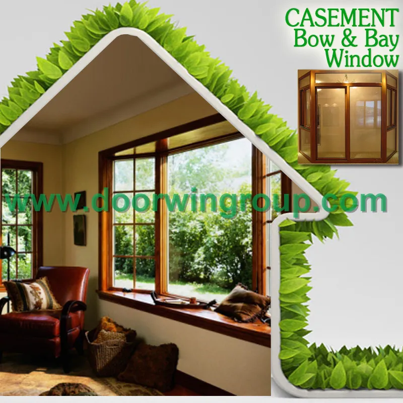 America Style Solid Oak Wood Window with Grill Design, Wood Trim & Architraves for Solid Wood Aluminum Casement Window