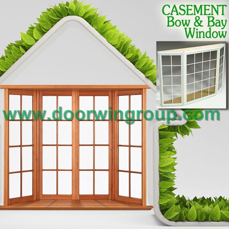 America Style Solid Oak Wood Window with Grill Design, Wood Trim & Architraves for Solid Wood Aluminum Casement Window