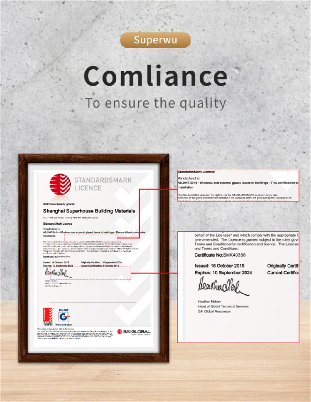 Australian Standard As2047 AS/NZS2208 As1288 Exterior Glass Aluminium Tilt and Turn Window