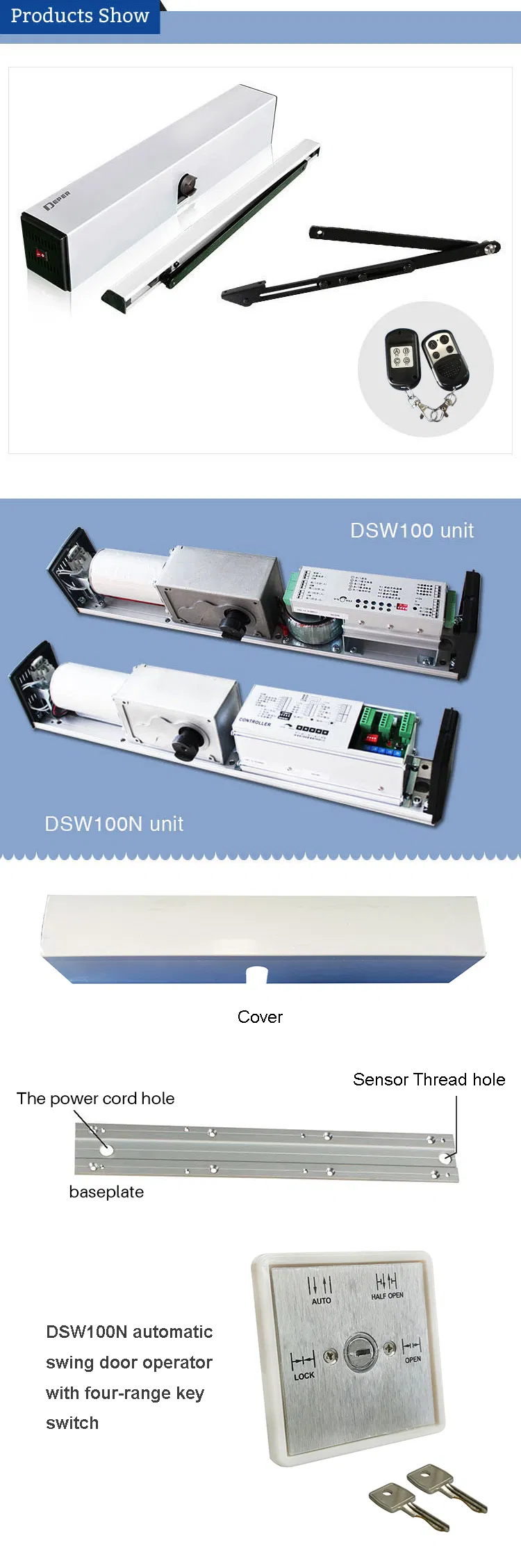 Automatic Single Swing Door Opener Operator with Push Pull Arms