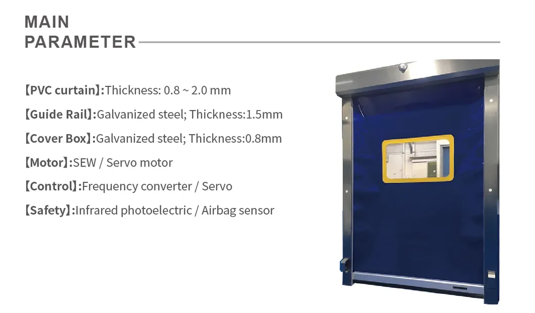 Clean Room Reset PVC Fabric Self Repairing Self Repairable Roll up Fast High Speed Overhead Rolling Shutter PVC Zipper Overhead Garage Door