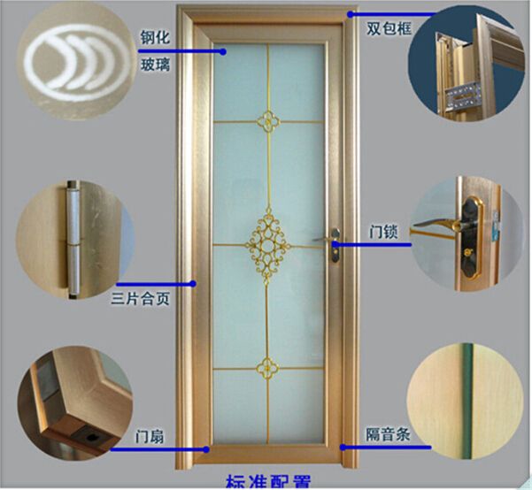 Customize Bathroom Toliet Aluminum Sliding Glass Door Interior Doors (EA-2034)