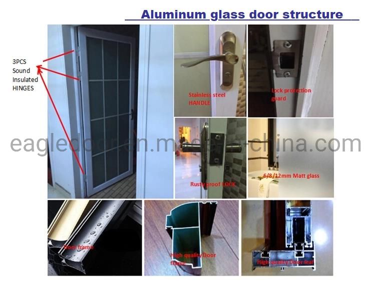 Customize Bathroom Toliet Aluminum Sliding Glass Door Interior Doors (EA-2034)