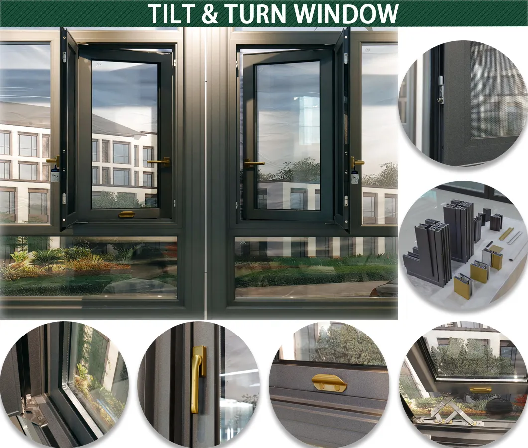 Foshan Factory Grill Design Double Glazing Aluminum Tilt & Turn Window with Australia Subframe