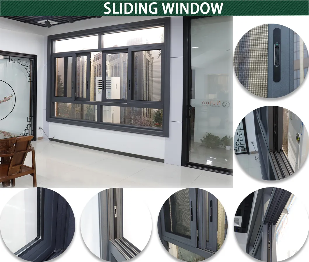 Foshan Factory Grill Design Powder Coated Aluminum Sliding Window with Australia Subframe