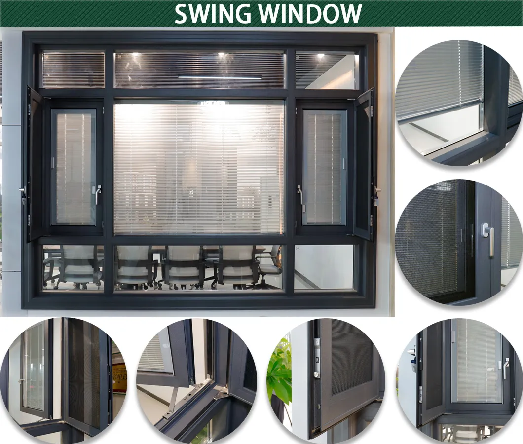 Foshan Manufacturer Anti-Thief PVDF Aluminum Swing Window for Villa Project