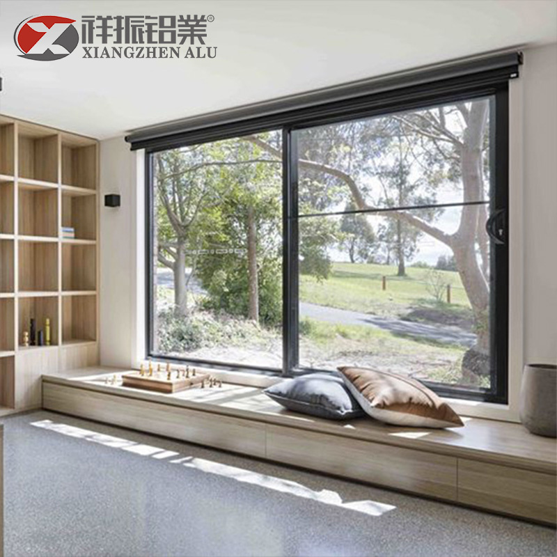 Foshan Xianzhen Aluminum Double Glass Tempered Low-E 2 Track Sliding Window Double Glass Leaf Window Grey Colour for Hotel Use