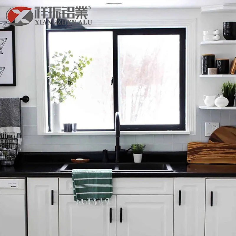 Foshan Xianzhen Aluminum Double Glass Tempered Low-E 2 Track Sliding Window Double Glass Leaf Window Grey Colour for Hotel Use