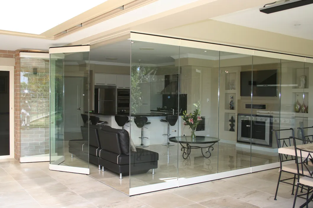 Frameless Glass Folding Sliding Door with Top Track