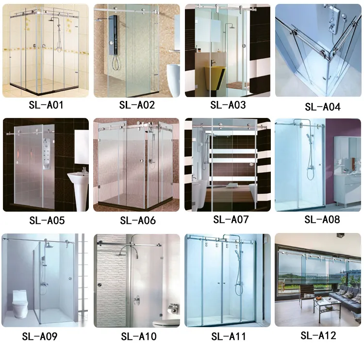 Glass Sliding Frameless Door Bathroom Glass Partition Dry Wet Depart