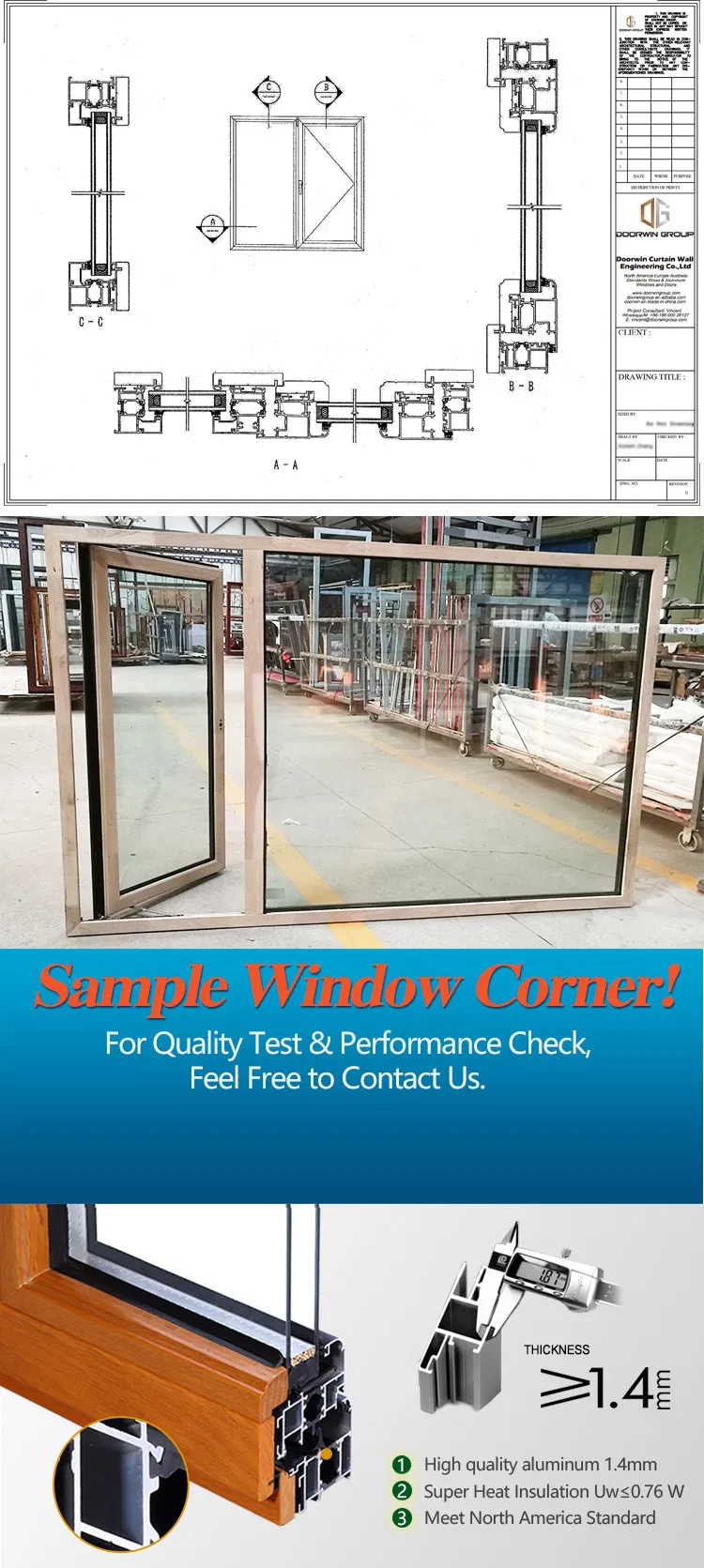 Highly Praised and Customized Size of Aluminum Awning Window, Italian Aluminum Wood Composite Awning Window