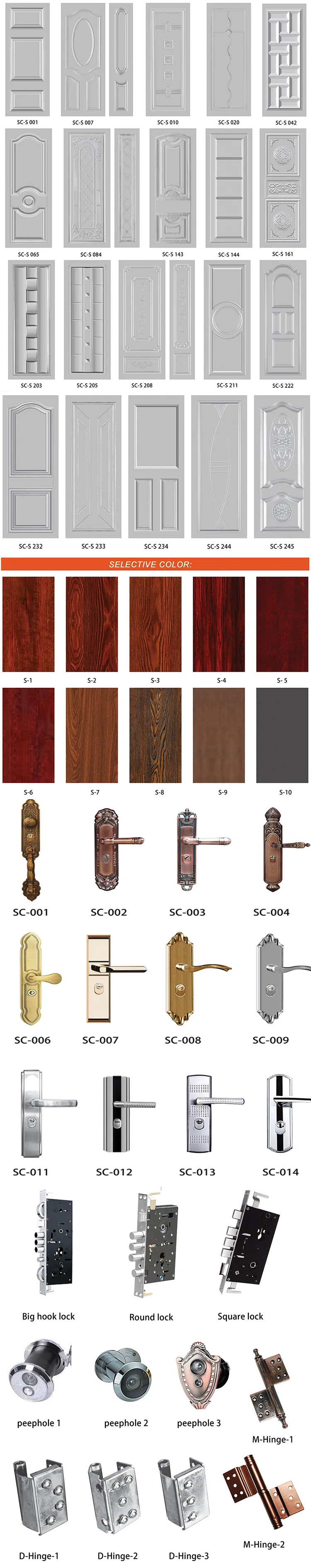 Hot Sale 6 Panel Steel Security Door (SC-S004)