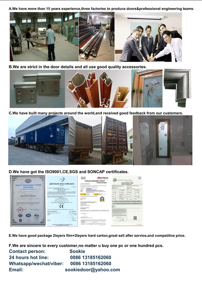 Hot Sale Aluminum Glass Door with Jade (RA-G014)