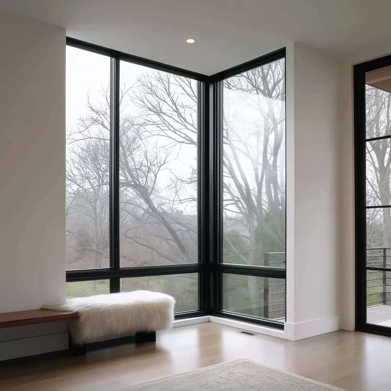 Black Aluminum Alloy Fixed Floor-To-Ceiling Windows