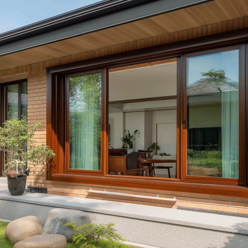 Aluminum Imitation Wood Kitchen Sliding Windows
