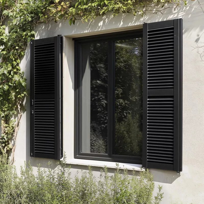Black Commercial Aluminum Shutters Windows