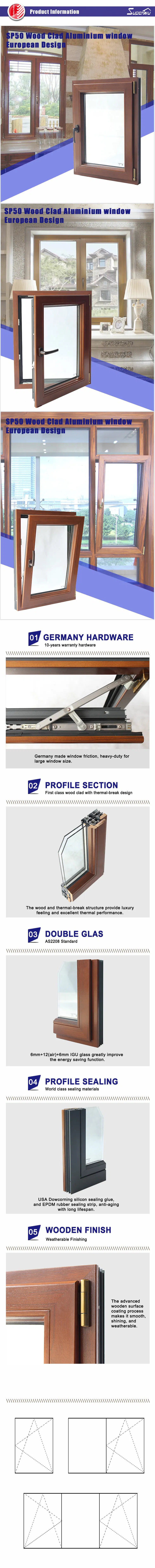 Latest Design Two Way Open Aluminium Tilt up Tilt and Turn Casement Glass Windows