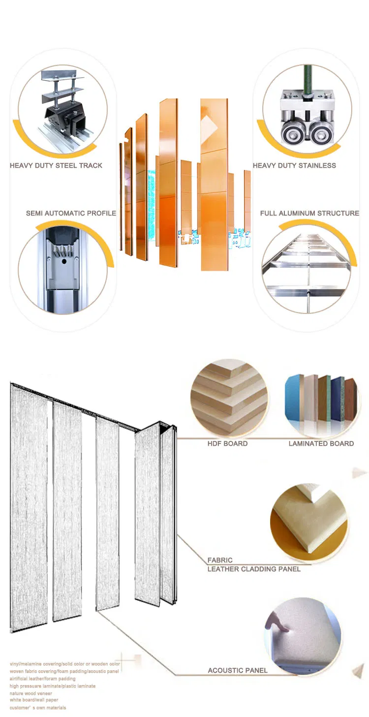Movable Sliding Folding Partition Door Rods Hanging System Track
