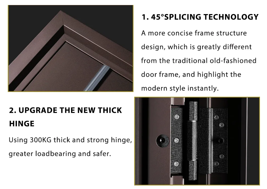 New Design House Exterior Entry Turkey Bulletproof Iron Single Solid Wood Metal Stainless Steel Turkish Safety Entrance Front Main Security Door