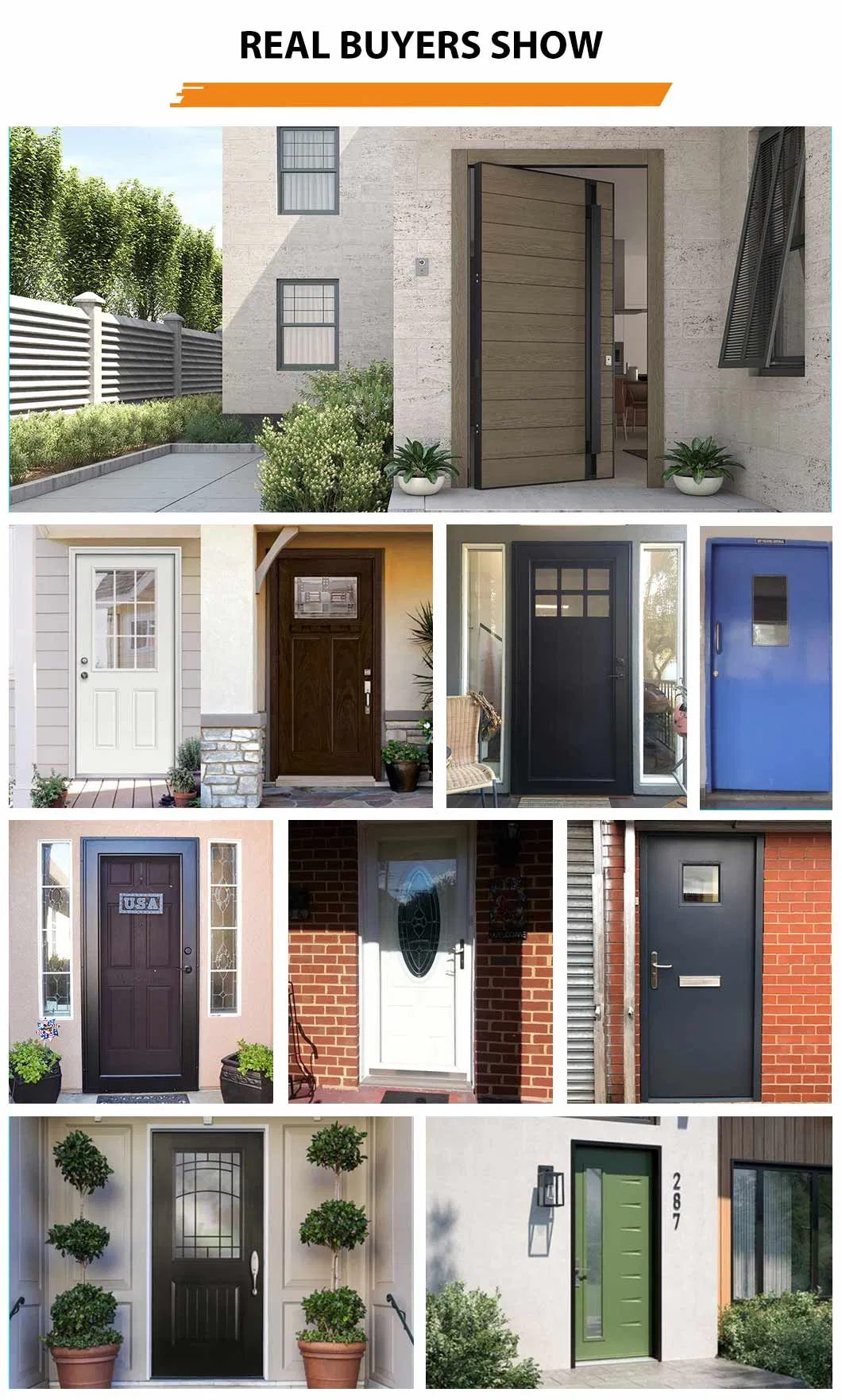 New Design House Exterior Entry Turkey Bulletproof Iron Single Solid Wood Metal Stainless Steel Turkish Safety Entrance Front Main Security Door