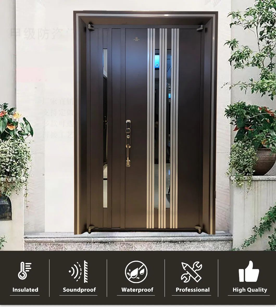 New Design House Exterior Entry Turkey Bulletproof Iron Single Solid Wood Metal Stainless Steel Turkish Safety Entrance Front Main Security Door