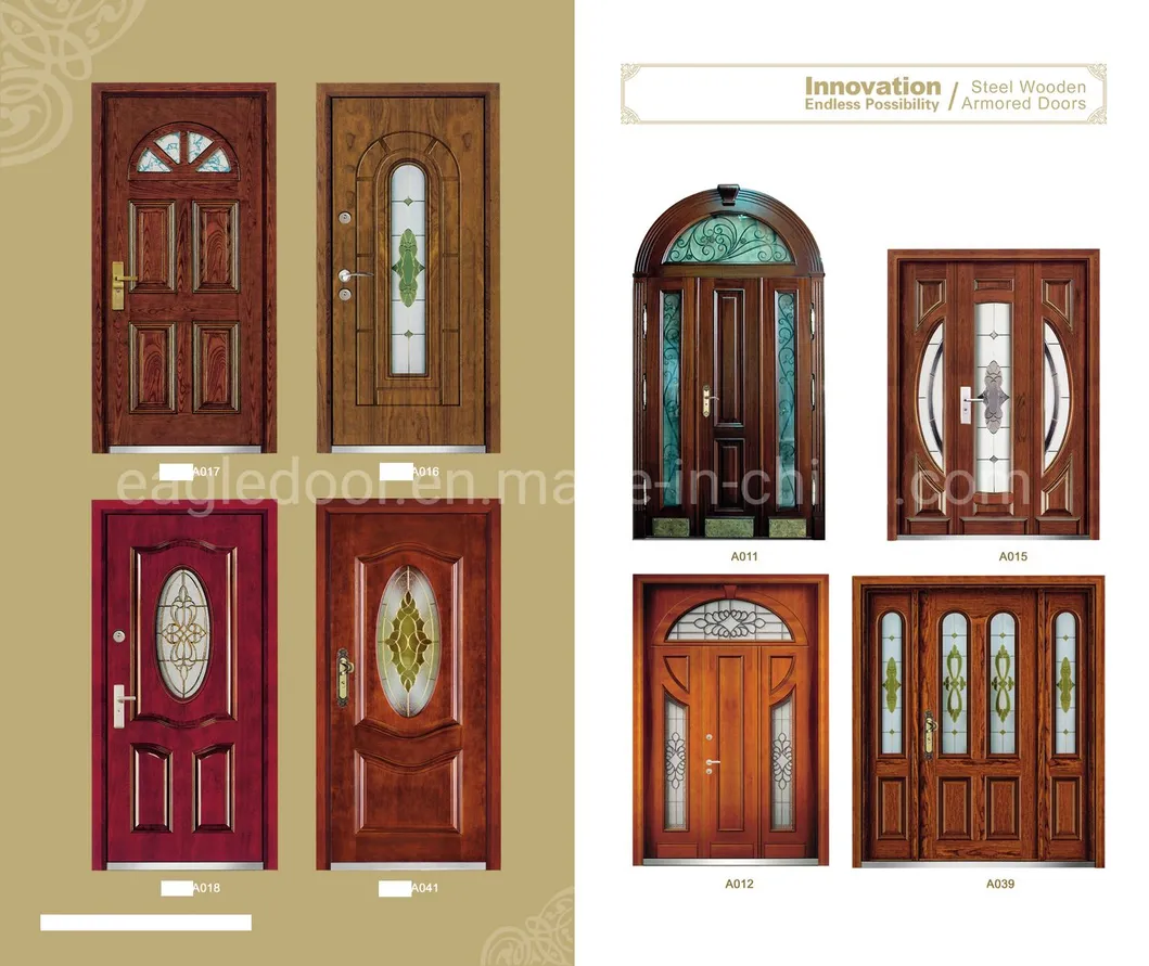 New European Style Security Steel Wooden Armored Entrance Door