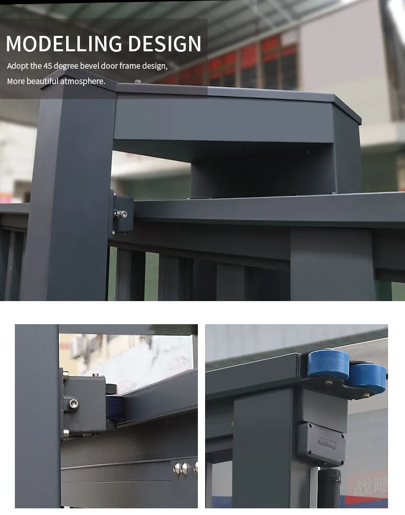 Qigong Best Selling Automatic Suspension Sliding Gate Remote Control Aluminum Factory School Designs