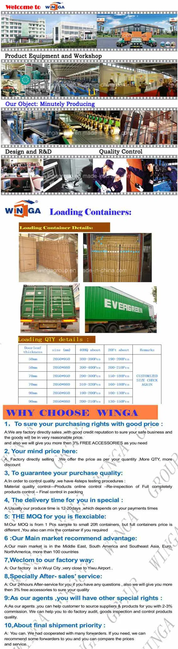 Reasonable Price Wood Color Winga Security Steel Door (W-S-46)
