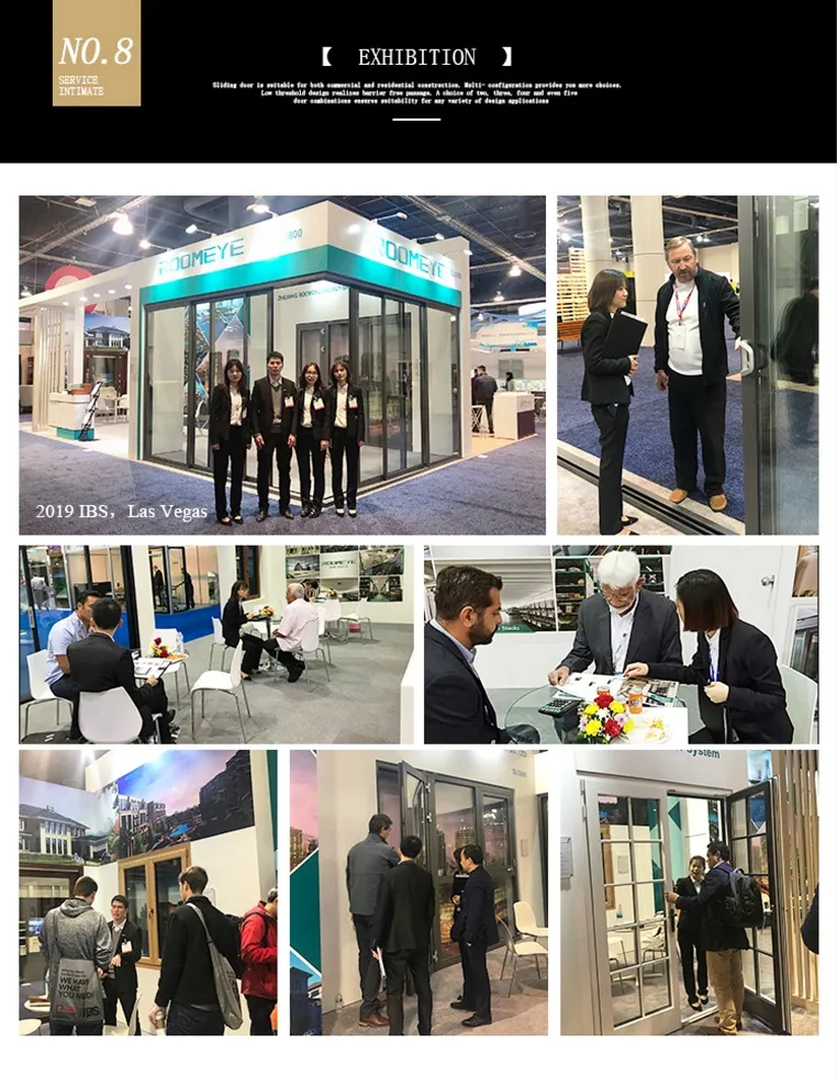 Roomeye Wood Aluminium Grilled Design Double Casement French Door