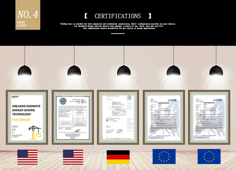 Roomeye Wood Aluminium Grilled Design Double Casement French Door