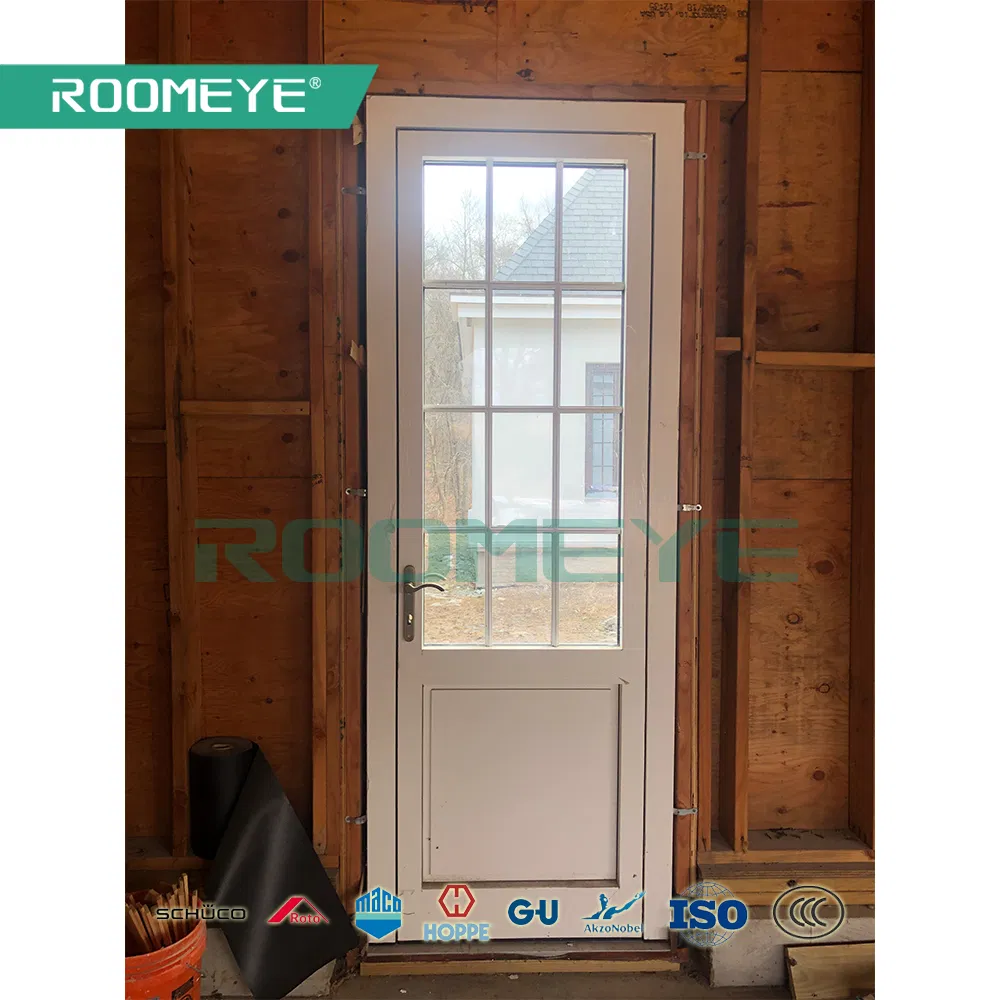 Roomeye Wood Aluminium Grilled Design Double Casement French Door