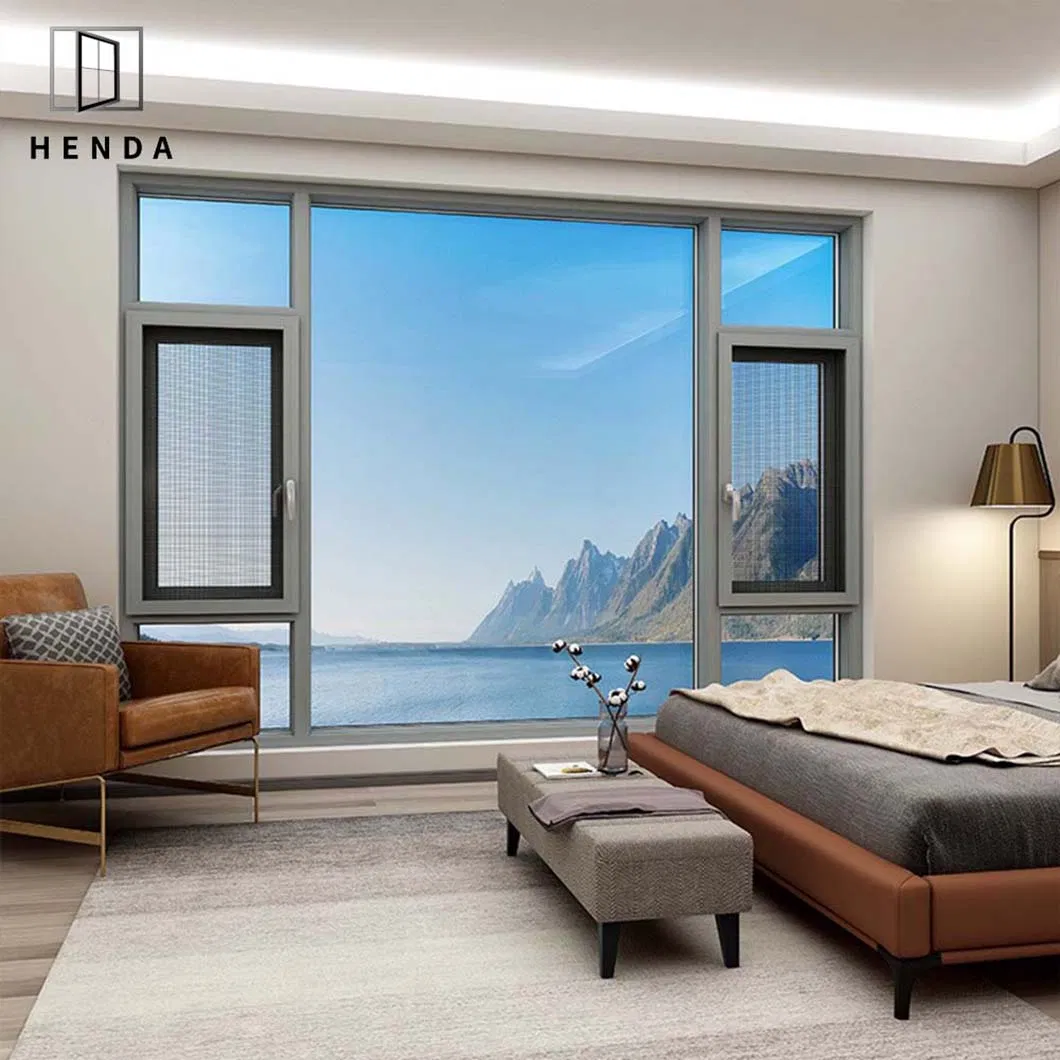 Sound Resistance Aluminum 5mm Low E Glass Aluminium Casement Window