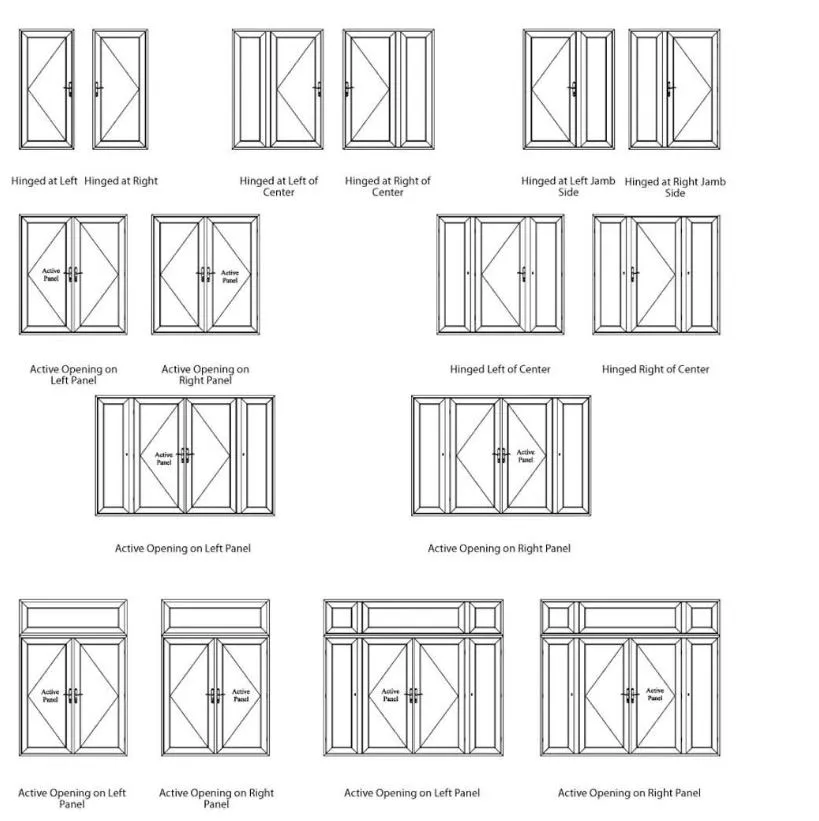 Surface Finished Aluminum Tempered Glass Patio Swing Door Interior Swinging Door