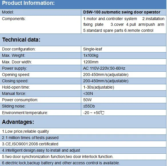 Swing Door Operator Dsw-100