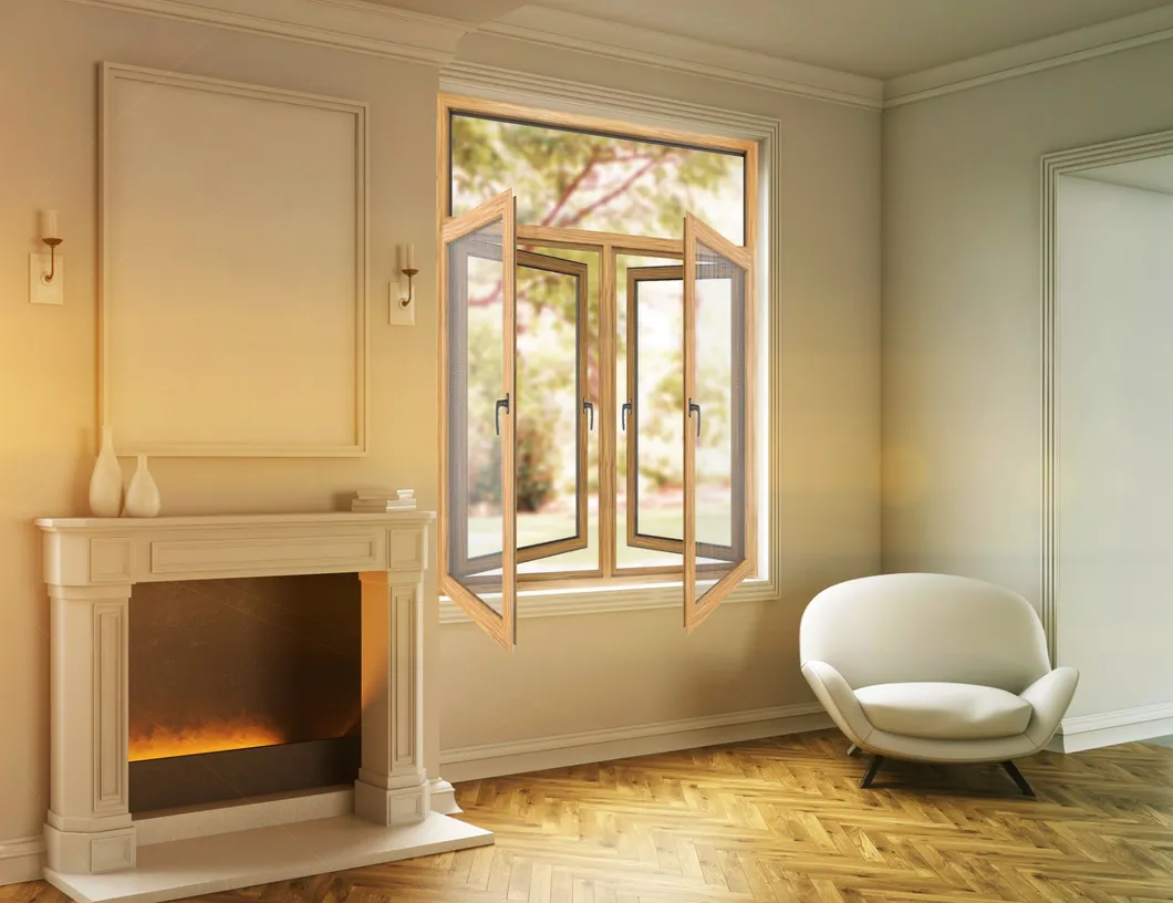 Thermal Break Grgyjz88b Aluminium Casement Window with Mosquito Net